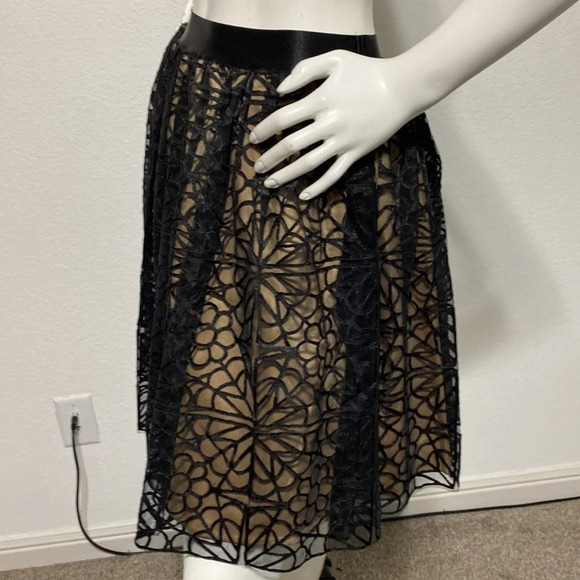 Bebe NEW Whimsigoth Black Nude Mesh Overlay Fairygoth Layered Skirt M - Picture 4 of 12